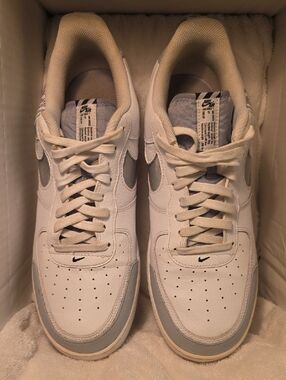 Nike White and Light Gray Air Force Low-Top Sneakers